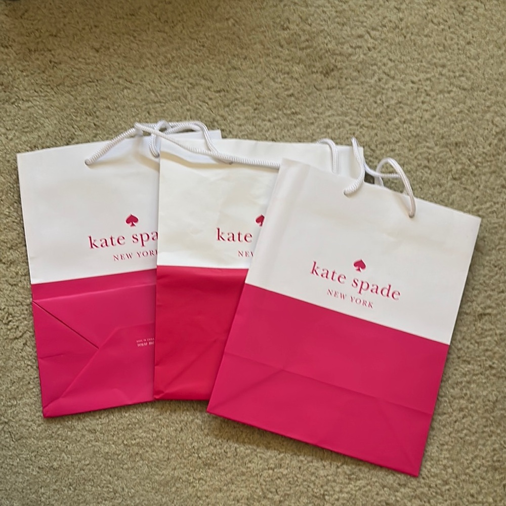 Kate Spade Pink and White Shopping Bags